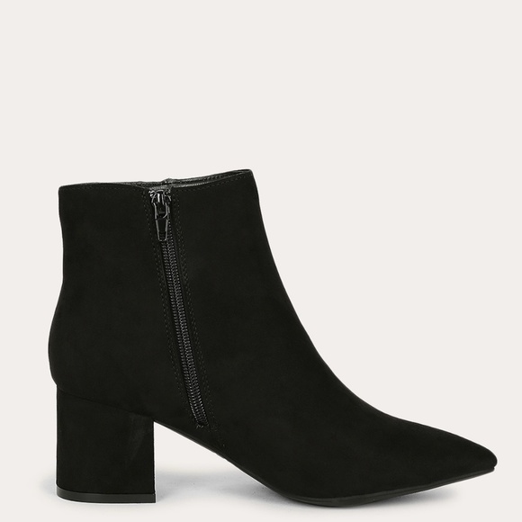 NEW🔥Block Low Heel Pointy Toe Booties Ankle Boots - Picture 5 of 6